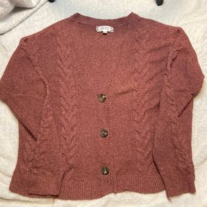 Pink Rose Button Up Sweater Size Medium